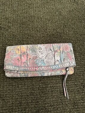 HOBO Multicolor Floral Leather Clutch with Stud Accent